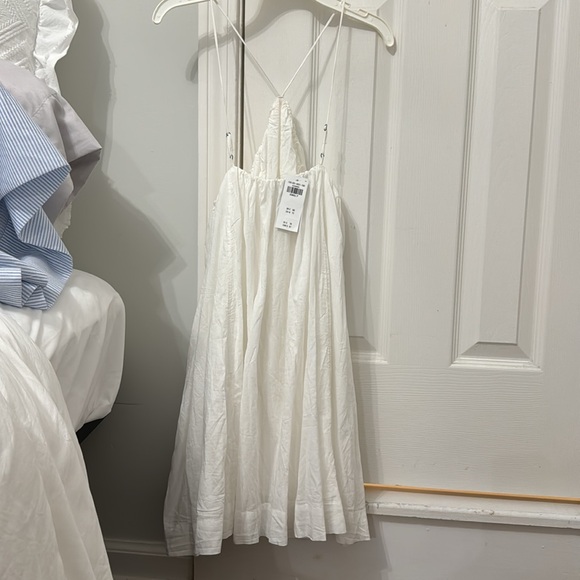 White high neck spaghetti strap mini dress - Picture 4 of 6